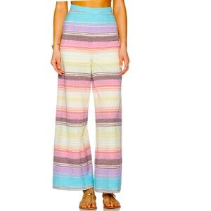 Mara Hoffman 2015 Collection Multi Color High Rise Striped Wide Leg Pant Size 8